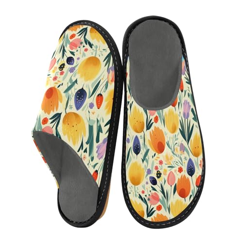 Flower with Plant Fuzzy Slippers Soft Home Bedroom Slippers for Women Men House Shoes2