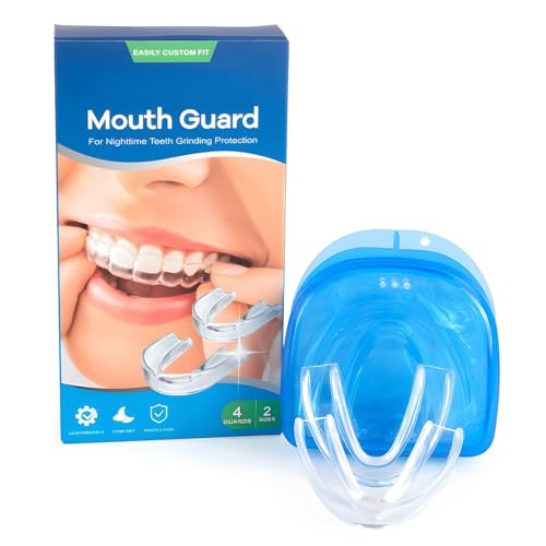 Night Guard for Teeth - 4 pcs Custom Fit Mouthpiece, Silicone Dental Guard for Sleep, Effective Teeth Grinding Prevention Device for Adults, Anti-Grinding Protection During Nighttime Rest