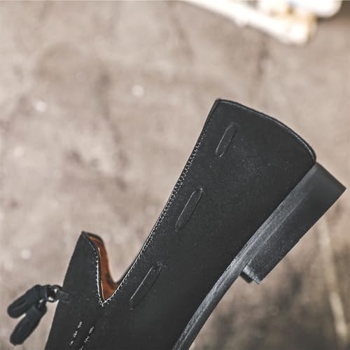 Men's Tassel Suede Slip on Dress Loafers Retro Tuxedo Penny Flats Shoes for Formal Business Dress Wedding3