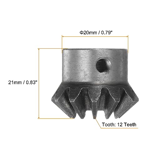 Image of HARFINGTON 2pcs Bevel Gear 1M 12 Teeth 12mm Shaft Hole 1:1 Tapered Bevel Pinion Gear 45# Steel 2 Module 90 Degree Steering Gear, for Hardware Mechanical Rotation
