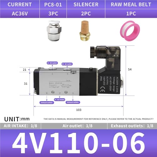 Electrovanne pneumatique 4V110-06 5/2 voies commande électrique par solénoïde 36V - 3