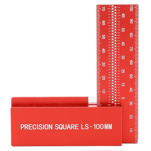 Woodworking Ruler, 100mm Accurate Carpenter Square with with Double Row Hole Design, L Shaped Right Angle Line Measuring Tool, Carpenters Square for Engineer