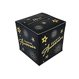 Tralala Fêtes Boîte urne Anniversaire Boîte Joyeux Anniversaire imprimé Urne décorative fête Noir/Doré 20x20cm Pour réception fête d’Anniversaire Pour enveloppes Cartes de vœux (Or/Noir)