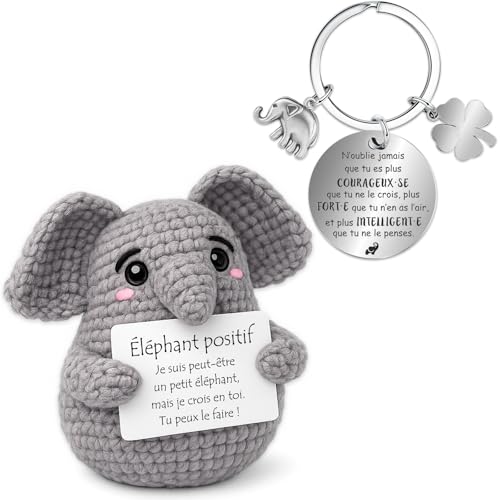 Farbeele Éléphant Positif avec Porte-bonheur Porte-clés