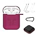 Produktbild Hianjoo für Apple AirPods Case, 7-in-1 Silikonhülle Kompatibel mit Apple AirPods mit Anti-Loss Strap/ Karabiner/ PU Hülle - [Stoßfeste Schutzhülle] [Perfekt Passt Hülle] [Schlank und Leicht]- Rose rot