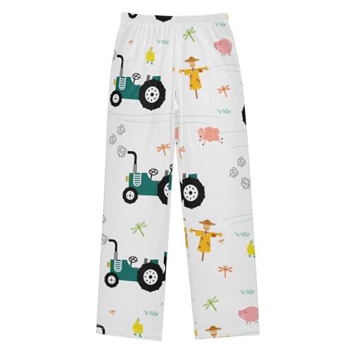 Farm Pattern Boys Pants Boys Athletic Pants Long Pant for Boy with Pockets Wide-Leg Size 6-14Y