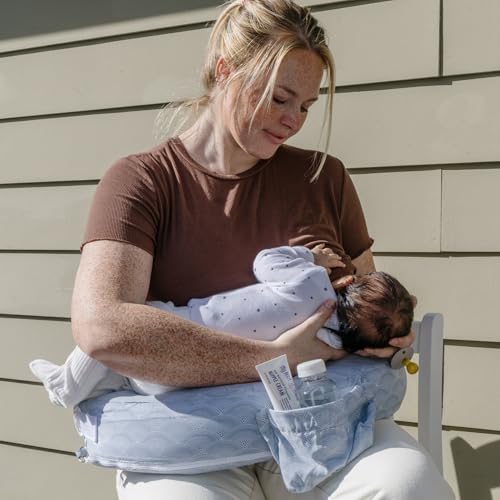 Image of My Brest Friend Inflatable Travel Nursing Pillow for Breastfeeding, Bottlefeeding & Posture Support with Slipcover, Horizon