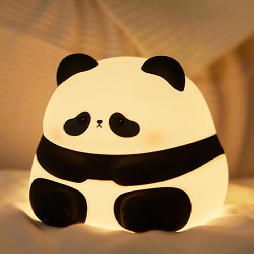 Image of Kiditos Silicone Sitting Panda Night Lamp Rechargeable Cute Lamp with 7 Colors Mode Night Lights for Bedroom Nursery and Study Desk Decorative (Panda)