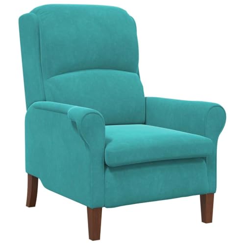 vidaXL Fauteuil Turquoise 76 x 94 x 102 cm Velours, Fauteuil en Velours Chic, Assise Confortable, Cadre en Bois résistant, Coussin Moelleux, Design Moderne,...