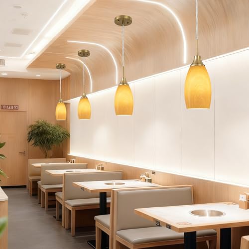 Image of Viinew Mini Glass Pendant Light, 4.72 inch, Walnut Wood Grain