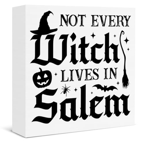 Halloween Decorations Gothic Not Every Witch Lives in Salem Wooden Box Sign Halloween Party Haunted...