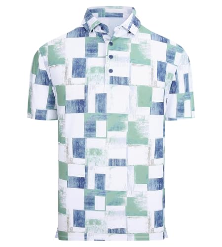 Image of Alex Vando Mens Golf Shirts Short Sleeve Breeze Quick-Dry Print Polo Shirt