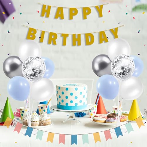 Image of ZJDHPTY 4Set Light Blue Silver Balloon Stand Table Centerpieces Party Decor | Boy Baby Shower Decorations,Birthday Graduation Bridal Shower Baptism Corporate Retirement New Years Eve Party Supplies