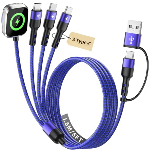 Image of Travel Essentials Multi Charging Cable with 3 Type-C Ports / iWatch Charger