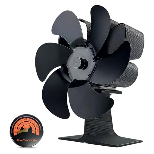 Ventilateur de Poêle à Bois 6 Pales avec Thermomètre Alimenté par la Chaleur pour Cheminée...