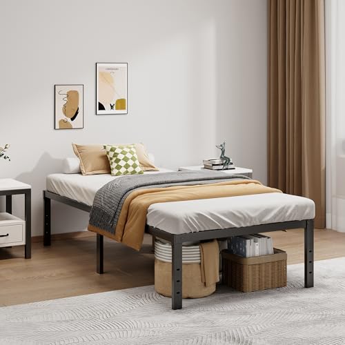 Image of LUMUNANCE Metal Bed Frame Twin Size - 16 Inch Heavy-Duty Twin Platform Bed Frame No Box Spring Needed, Easy Assembly, Noise-Free, Sturdy Mattress Foundation, Underbed Storage Space