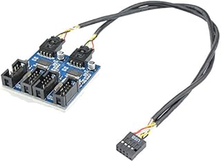 Kalolary 9pin USB header Male 1 to 4 Female Extension Cable Card Motherboard 9-Pin USB HUB USB 2.0 9 pin Connector Adapter Port Multilier Usb Header Splitter