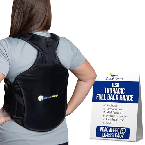 Brace Align TLSO Thoracic Full Back Brace - Medical Grade Spinal Support for Kyphosis, Scoliosis, Compression Fractures & Post-Surgical Care PDAC L0456/L0457 - Universal Fit 23-50″