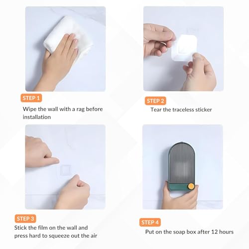 Image of Pack of 1 Premium Plastic Creative Wall Mounted Bathroom Soap Box Holder Soap Dish with Drainage Box Soap Box with Lid Single