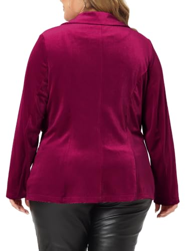 Image of Agnes Orinda Plus Size Velvet Blazers Jackets for Women Casual Lapel Suit Office Work Blazer | Soft Velvet Fabric, Notched Lapel, Button Closure, Vintage Party Style, Long Sleeve Casual Blazer Jacket