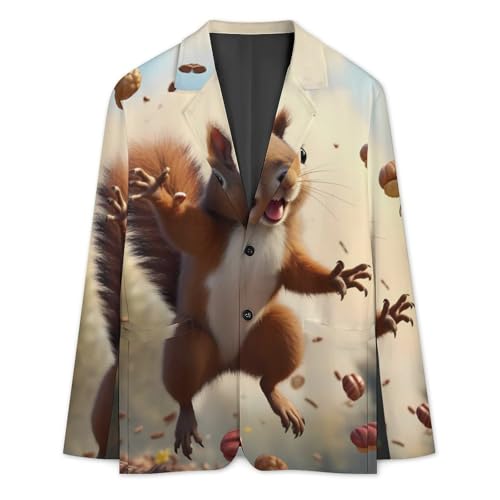 Squirrel Love Walnuts Men's Suit Jacket 2 Button Lapel Blazers Tuxedo Business Coat for Wedding Party4
