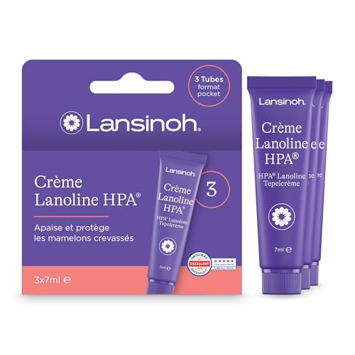 Lansinoh - Crème Lanoline HPA 3 x 7ml - Soin des seins - 100% Naturelle - Soulage Crevasses, Sécheresse & Irritations - Sûre pour Bébé, Sans Rinçage -...
