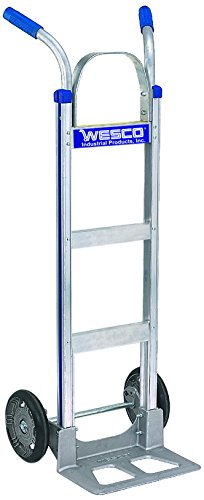 Wesco 220377 Series 450 Cobra-Lite Aluminum 14" Wide Nose Plate Hand Truck with Vinyl Grips Twin Handle, Pneumatic Wheels, 600-lb. Load Capacity, 18" Width x 49" Height x 20" Depth