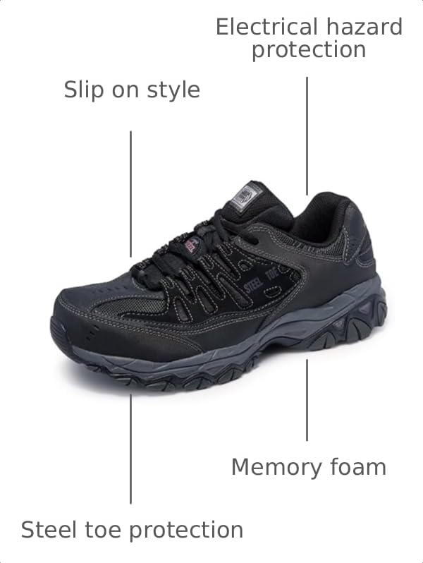 Image of Skechers Mens Cankton Ebbitt Steel Toe Construction Shoe | Work, Safety Toe, Electrical Hazard, Memory Foam, Slip On