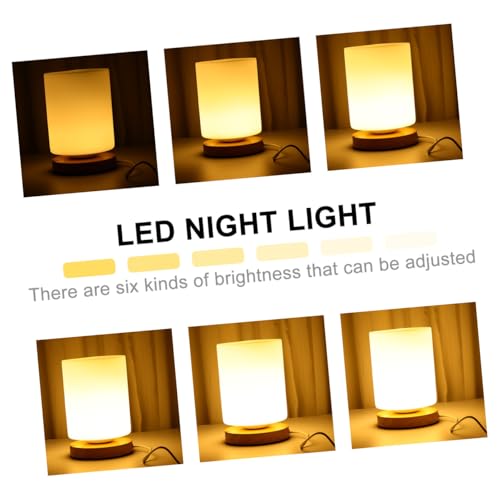 Lámpara de mesa de noche LED de madera con control táctil miniatura 4