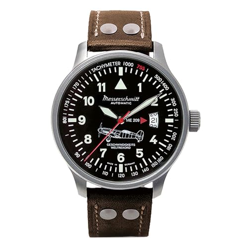 Messerschmitt Aristo Herren Uhr Fliegeruhr Automatik ME-209-A Leder