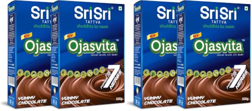 Image of Sri Sri Tattva Chocolate Ojasvita | For Sharp Mind and Healthy Body | Milk Mix | Goodness of 7 Herbs| Immunity Booster - 500gm I Pack of 4