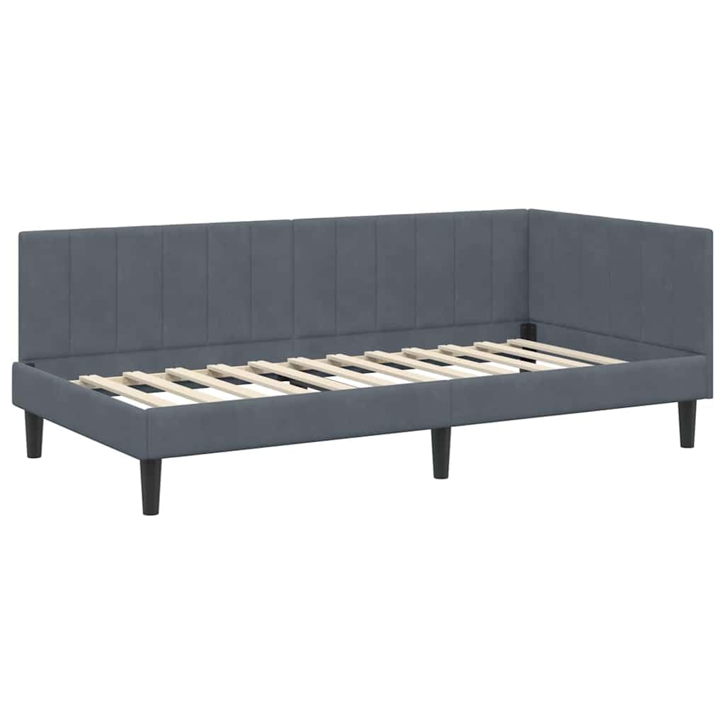 lite drewno sosnowe leżanka z materacem wielofunkcyjna 90x200 cm szary | Łóżko dzienne z materacem 90x200 cm szare lite drewno sosnowe dla gości