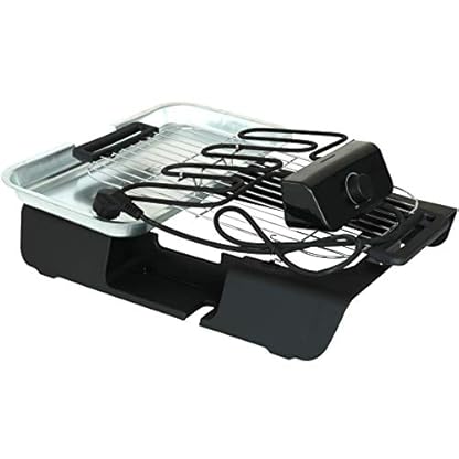 Slabo elektrischer Tischgrill BBQ Grill Balkongrill Partygrill Elektrogrill E-Grill | regelbare Heizstufen mit Thermostat | elektrisch 2000 Watt | inkl. Grillrost & Metall-Auffangschalen - SCHWARZ – Bild 7
