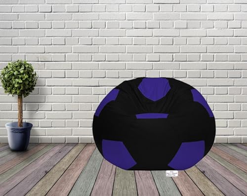 Image of RnS Rest 'n' Sleep - Bean Bag Football Chair Filled with Beans, with 1 Year Warranty (Royal Blue /Black, XXXL)