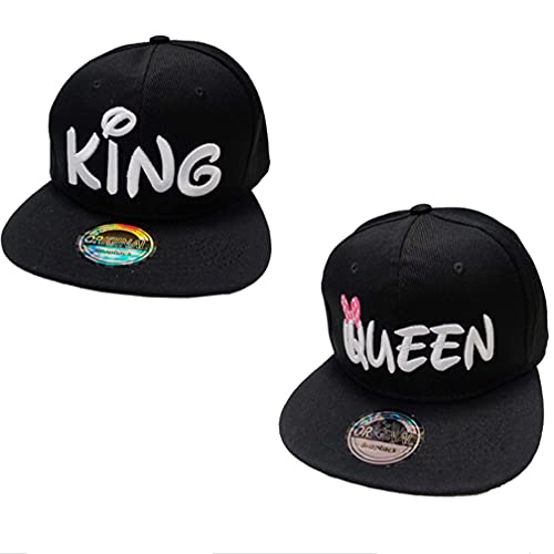 J26 Prince & Princess Brother & Sister Snapback - Gorra infantil para niños, diseño de los Estados Unidos (King & Queen, color negro), King & Queen Black Set, Talla única