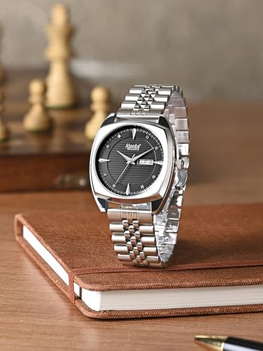 Image of Ajanta Quartz Analog Watch for Men | Stainless Steel Bracelet | Round Dial with Square Case | Classic Formal Wrist Watch | Office Wear|AWC132ESG