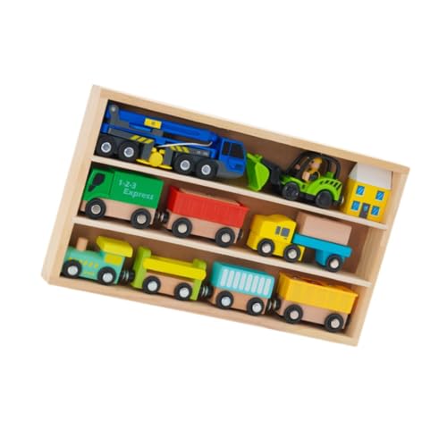 KIOALXZ Juego de Juguetes de Tren de para Madera, Juguete Educativo, Juego de Juguetes de Tren, Regalo para niños y niñas, Interactivo con Caja de Almacenamiento, Juguete para