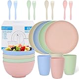 Wheat Straw Dinnerware Sets, Microwave Safe Dinnerware & Unbreakable Plates Sets(20PCS), Reusable...