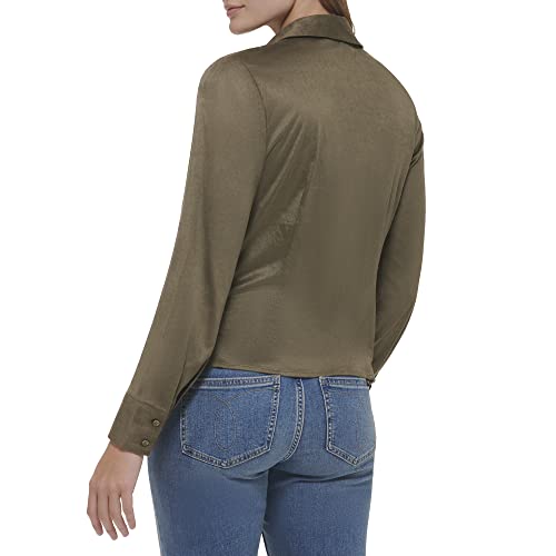 Image of Calvin Klein Women's Collar Soft Sinched Micro Suede