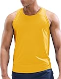 MIER Men's Tank Tops Workout Sleeveless Tee Shirts Muscle Athletic Gym Running Beach Tanks for Men, Quick Dry, Yellow, XL