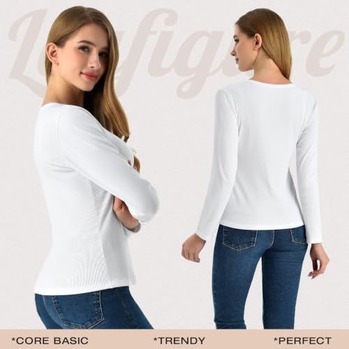 Leafigure Women's Ribbed Long-Sleeve Crewneck Top - image 3