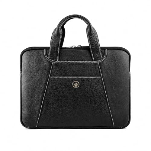Image of Goatter Genuine Leather Laptop Sleeve Bag Compatible With 13 Inch Laptops | Premium Vintage Leather Laptop Carry Case for Men| Slim Office Messenger bag with Handle |