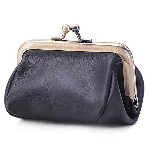 Rourou Genuine Leather Clutch Bag For Women Kiss Lock Wallet Retro Coin Purse Coin Organizer Cute Purse #TOP24