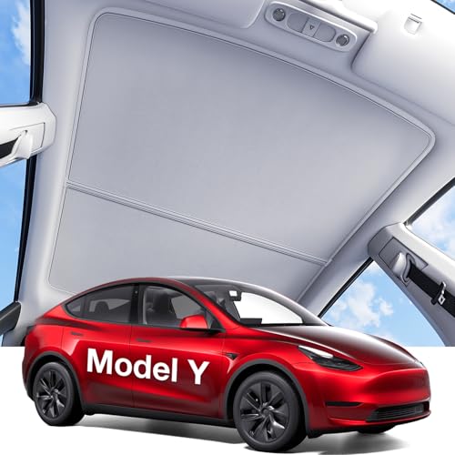 Wigoo Tesla Model Y Sunshade Roof [Never Sag Nano Ice-Crystal Coatings] 3-Gen Heat Insulation Glass Roof Sun Shade Accessories for Tesla Model Y 2020~2025 Tesla Interior Gray