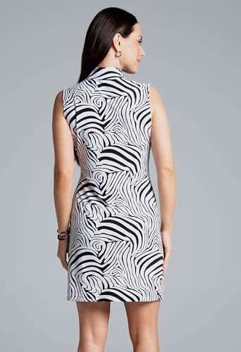 IBKUL Athleisure Wear Sun Protective UPF 50+ Icefil Cooling Cecilia Print Sleeveless Mock Dress - 589324