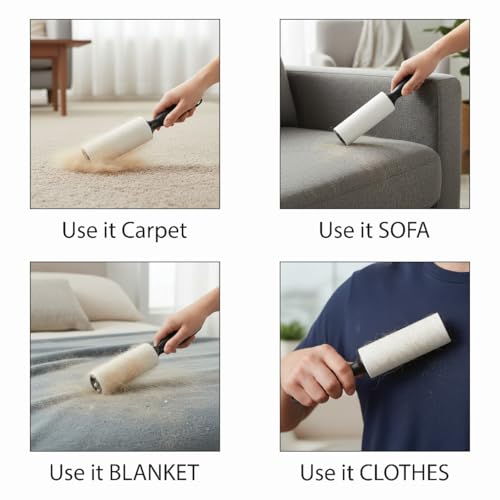 Image of MAYSON Lint Roller for Clothes & Pet Hair | 2 Refills + 1 Handle | 180 Sheets | Extra Sticky Lint Remover for Sofa, Carpet, Blanket & Furniture | Easy-Tear Spiral Cut Design