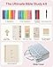 All-in-One Bible Journaling Kit – Quilted Bible Cover Case for Women, 31 Highlighters, 75 Tabs, Bible Study Supplies & Christian Gift for Women and Teens (Shoulder Strap, Grayishi Blue)