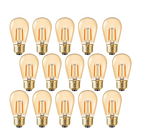 JrEam 15 lampadine Vintage E27 E26 S14 ST45 1W 2200K Ambra filamento LED di Ricambio 220V 110V(15PCS Bulbs_E26 110V_Yes_1W)