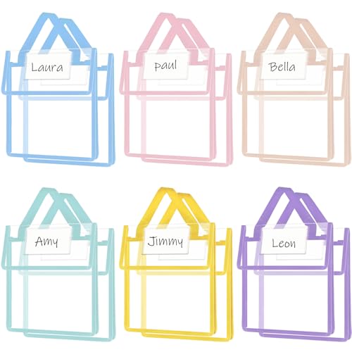 Teling Thick Clear Book Pouches with Name Tags and Handles