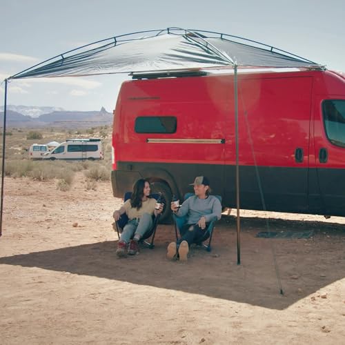 MoonShade XL Portable Awning, Large 12' x 9' Shade Coverage, Lightweight Canopy for Trucks SUVs Vans Campers and Larger Setups (Shadow Blue XL)